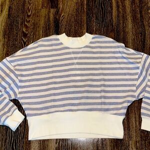 Frame Striped Multi-Chambray Lightweight Sweatshirt